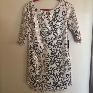 white and gold dress